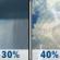 Wednesday: A chance of showers, with thunderstorms also possible after 1pm. Partly sunny, with a high near 78. Chance of precipitation is 40%. Wednesday: A chance of showers, with thunderstorms also possible after 1pm. Partly sunny, with a high near 78. Chance of precipitation is 40%.